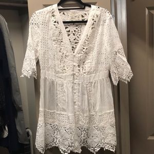 Johnny Was lace and cotton blouse